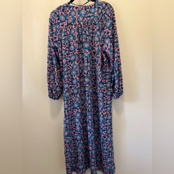 NATURAL LIFE Dresses & Skirts - Natural Life Blue Purple Tan Floral Maxi Dress 100% Rayon Boho women